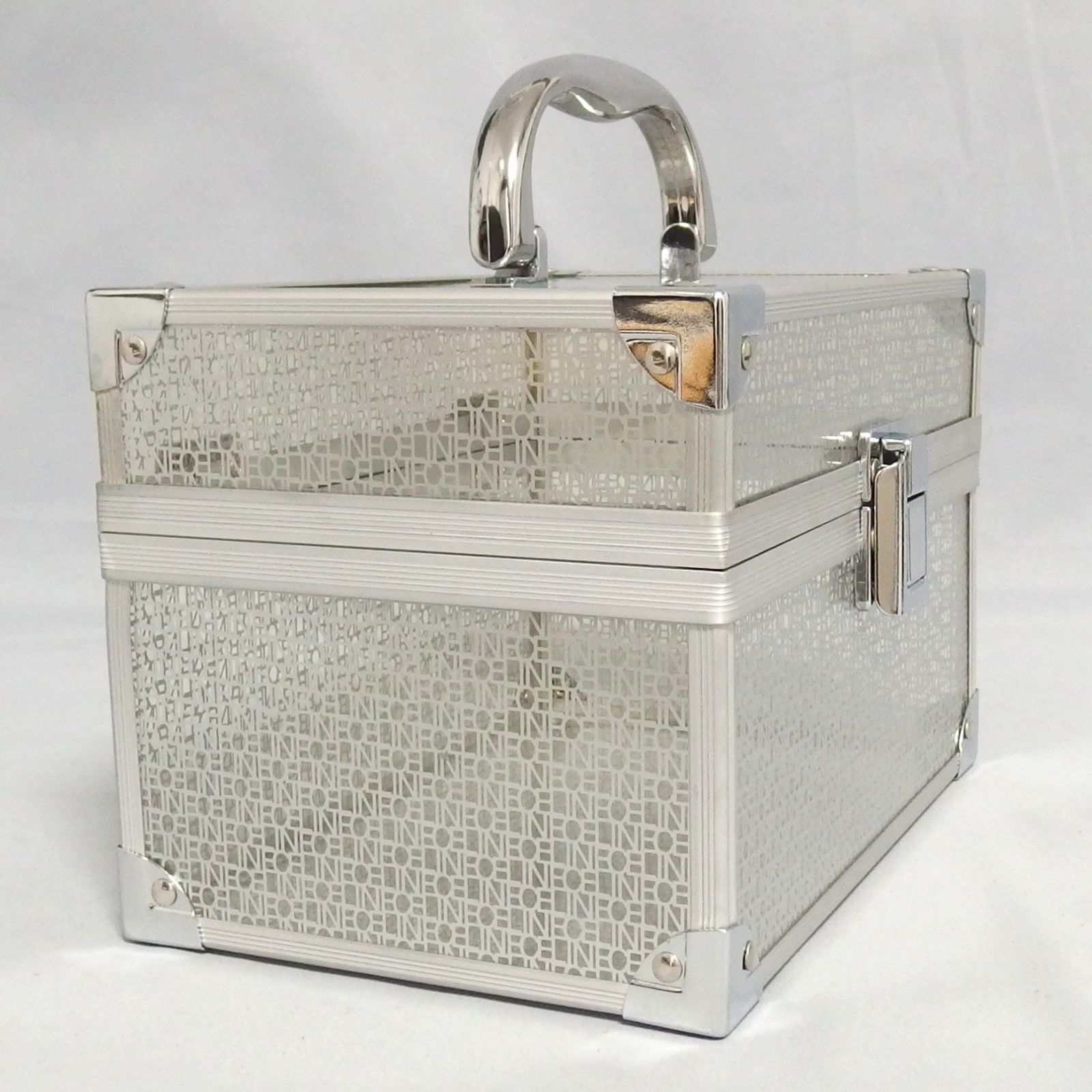 美品☆CELINE PARFUMS 総ロゴ クリア バニティ ボックス メイク 