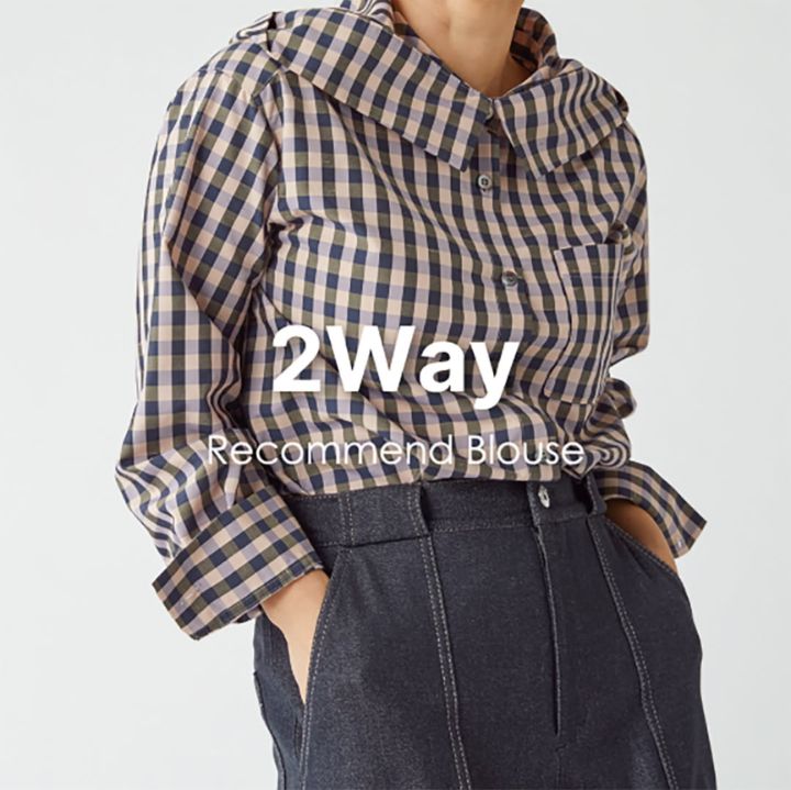 2025春物】cecica blue セシカブルー シルク混ギンガムチェック フード