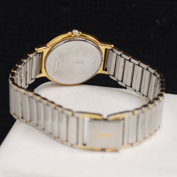 稼働 良品 イヴサンローラン 2200-228481 QZ ゴールド文字盤