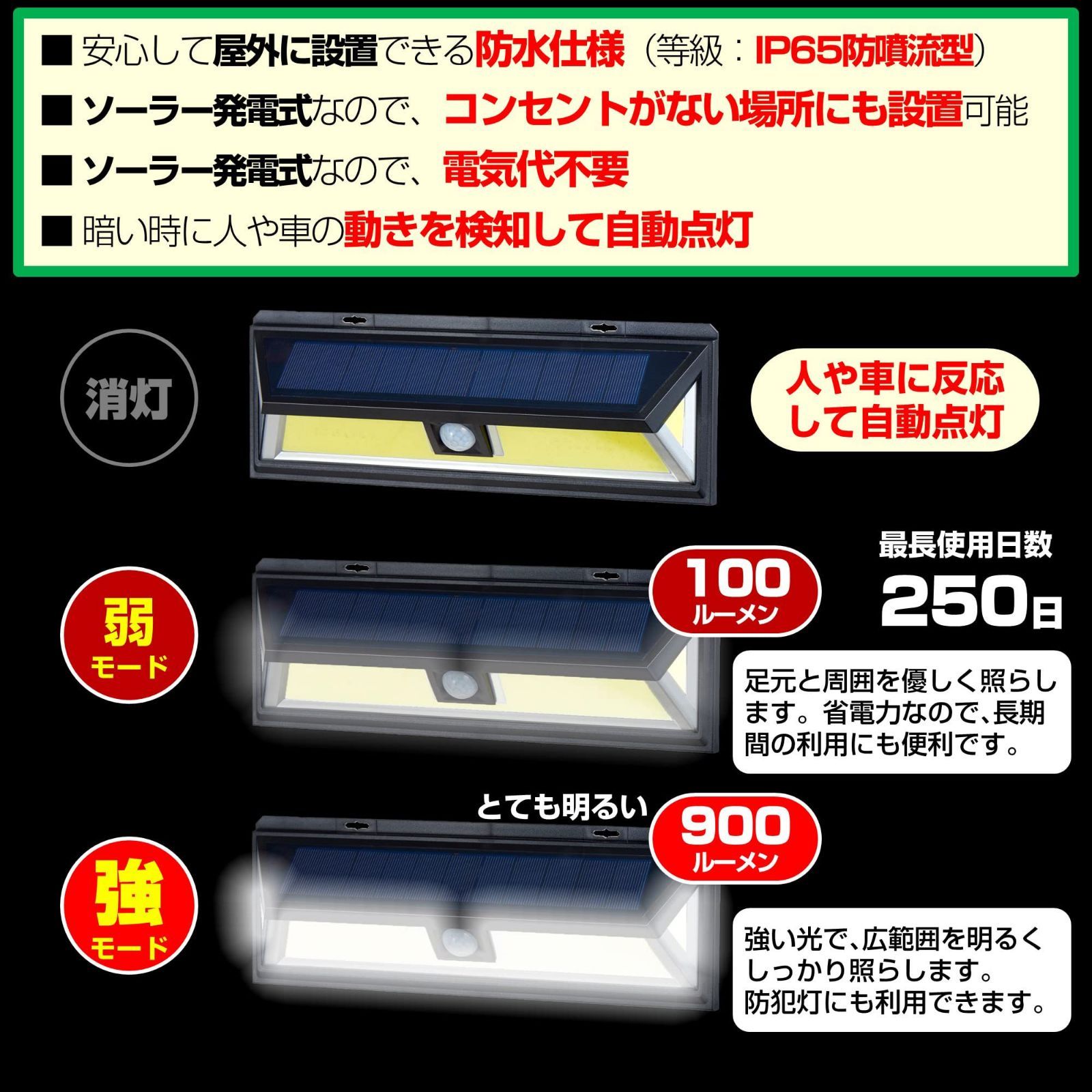 人気商品】エルパ(ELPA) LEDセンサーウォールライト(大/白色LED/防水