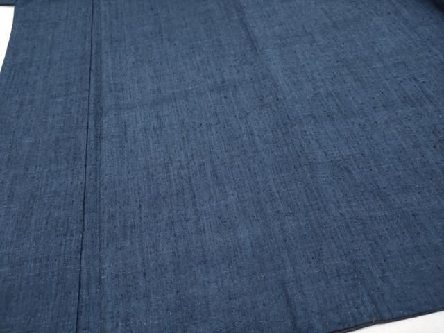 平和屋本店■極上　男性　本場結城紬　重要無形文化財　奥順謹製　色無地　濃紺地　証紙付き　逸品　CYAA2427s5 平和屋本店□極上 男性 本場結城紬 重要無形文化財 奥順謹製 色無地
