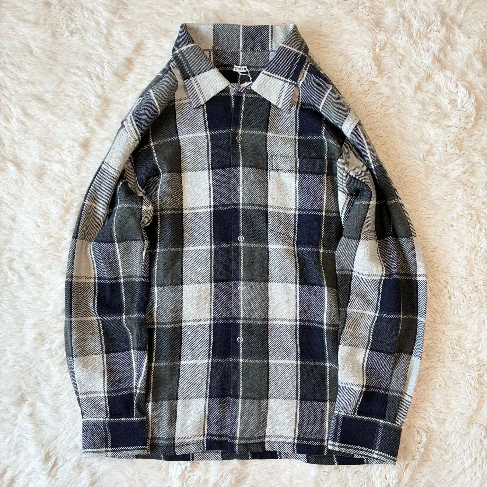 新品タグ付】未使用 SEQUEL シークエル CHECK NEL SHIRT (SQ
