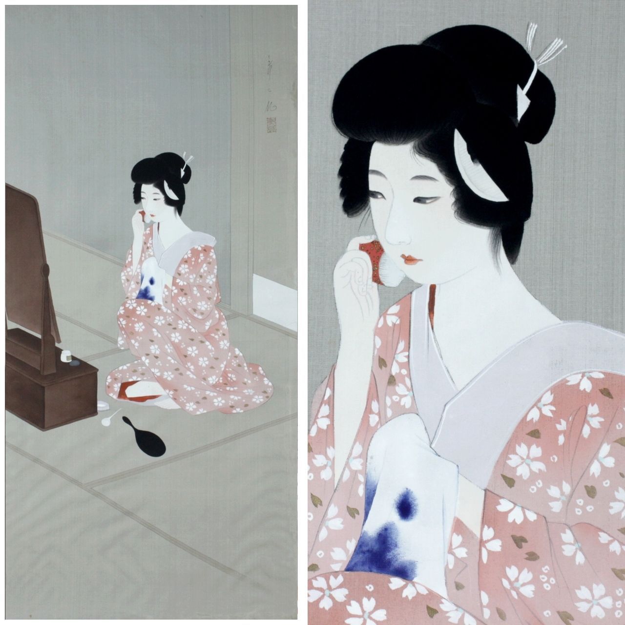 竹久夢二 美人画 肉筆日本画絹本 83.5×39.5 唐物 骨董 古美術 楾 C36-P