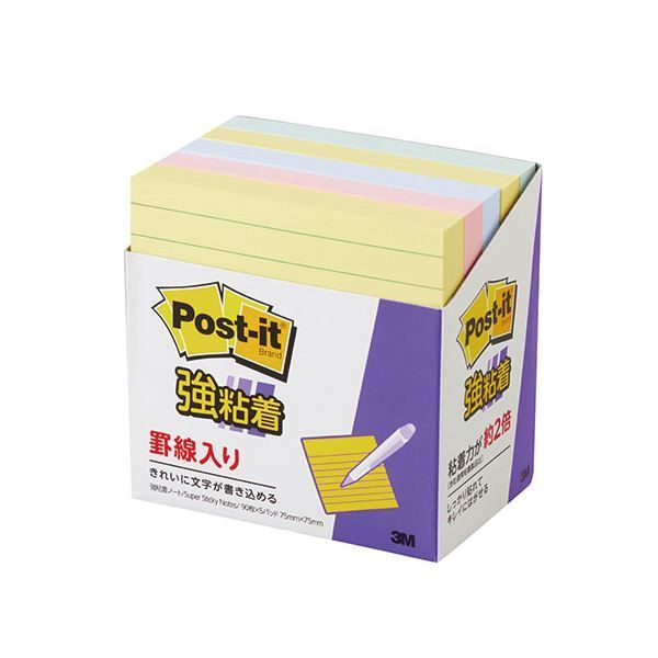5個セット 3M Post-it ポストイット 強粘着ノート 罫線入 パステルカラー混色 3M-630-5SSAPX5
