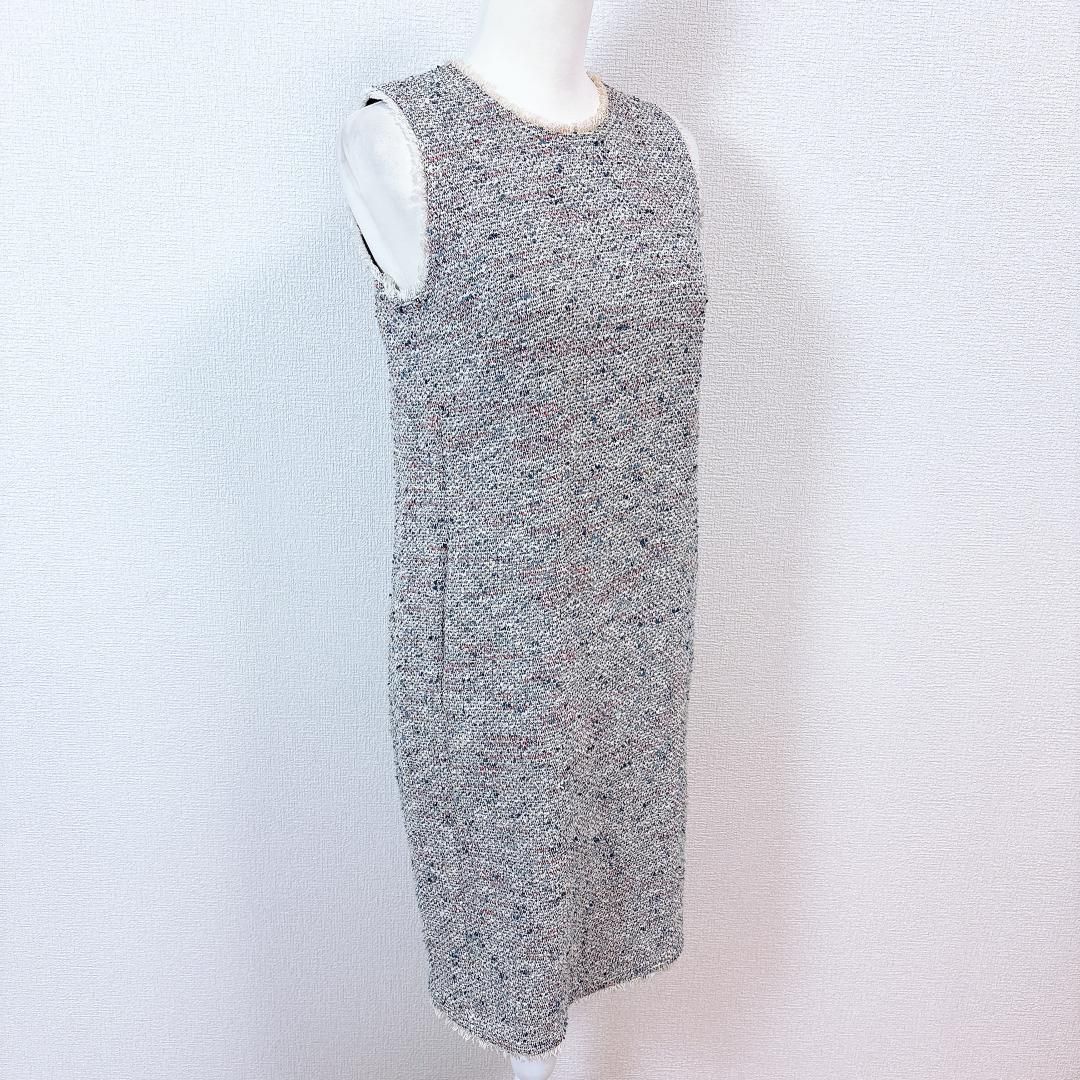 セオリー ノースリーブワンピース 2 ミックスツイード グレー