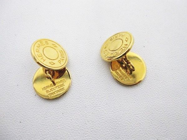 極美品　HERMES ゴールド　カフス　2個セット 箱付き　セリエ　エルメス HERMES エルメス カフス セリエ ゴールド カフリンクス