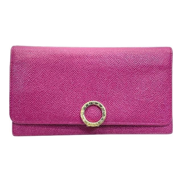 美品☆大人気☆ブルガリ ロゴクリップ レザー 長財布 ピンク