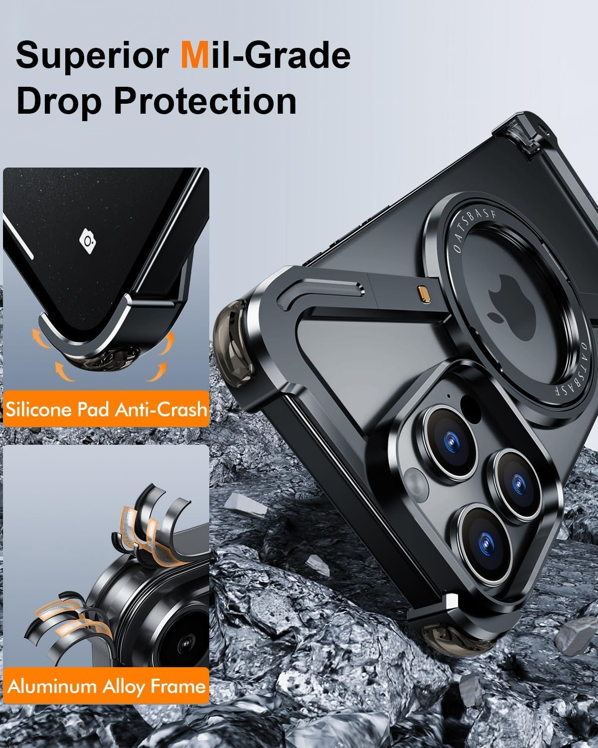 フレームレス iPhone 14 Pro ケース Magsafeケース : 【スタンド機能