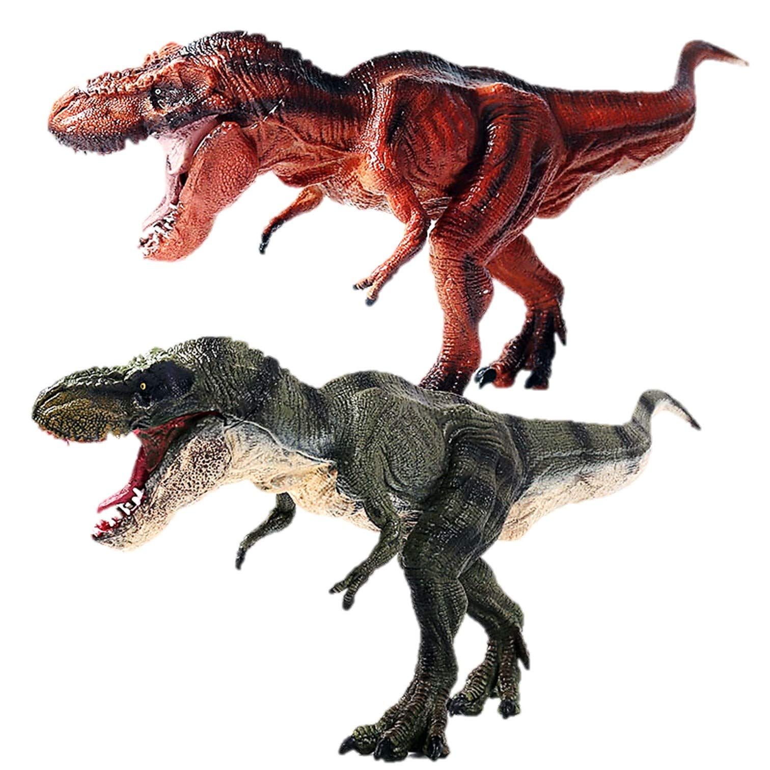 EXDUCT ティラノサウルス 2個 セット フィギュア レッド グリーン 恐竜 怪獣 ジオラマ リアル ミニチュア [レッド]
