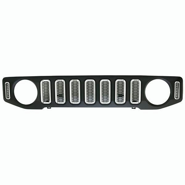 送料無料 ジムニー JB64W シエラ JB74W ノマド JC74W LED付き フロントグリル ウインカー デイライト メッキ|カーボン オフロード 外装 カスタム パーツ クロカン SUV