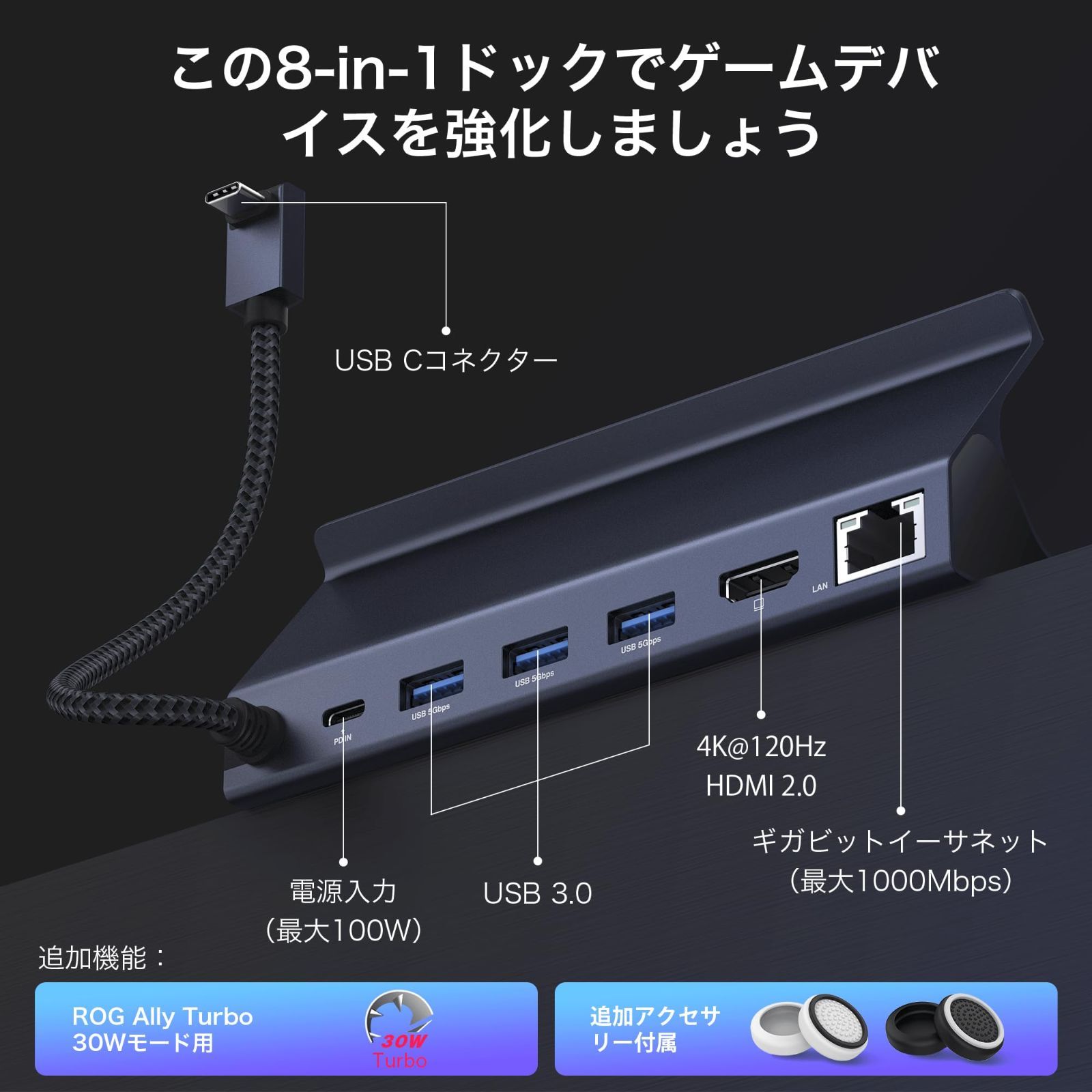 ROG Alloy用の8-in-1ハブドッキングステーション