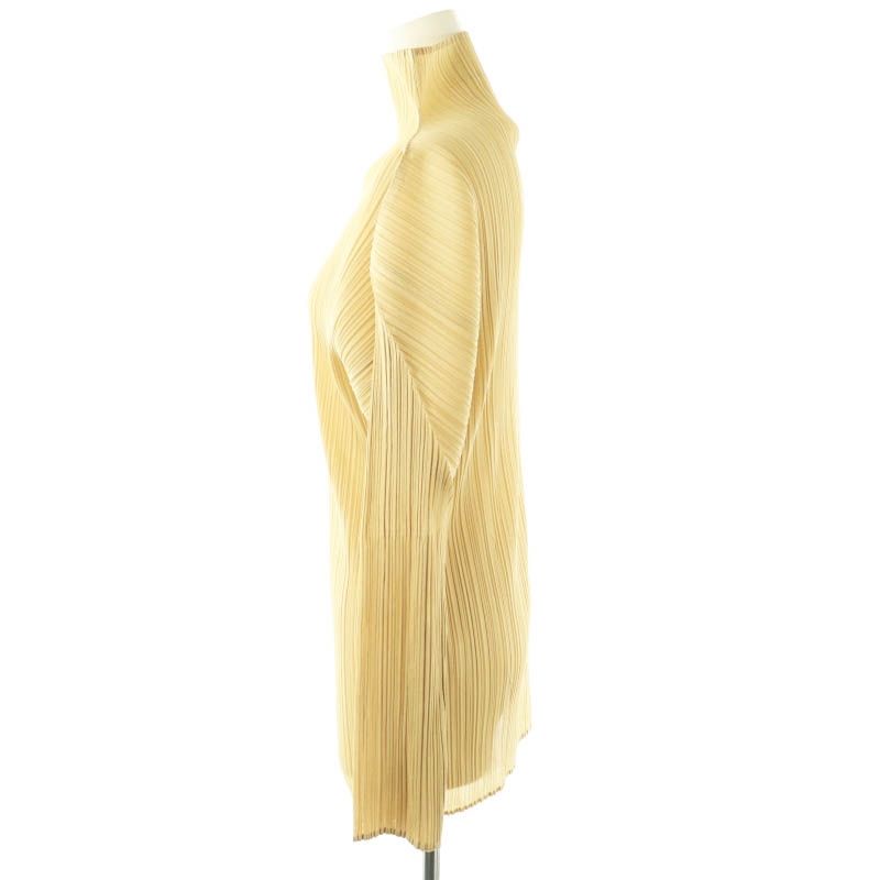 極美品✨ISSEY MIYAKE プリーツ　ベージュ　トップス　長袖　ハイネック イッセイミヤケ ISSEY MIYAKE プリーツ長袖ハイネックカットソー