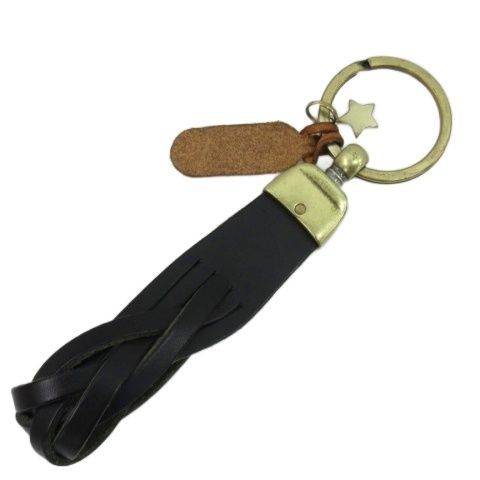 【値下げ】 IL BISONTE 編み込みレザーキーホルダー ブラック ブラウン イルビゾンテ IL BISONTE レザー 編み込み キーホルダー