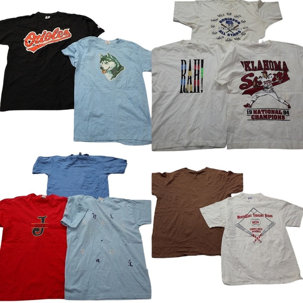 古着卸 まとめ売り ～90s　オールド 半袖Tシャツ 10枚セット (メンズ L ) シングルステッチ アニマル 動物 中古 古着 MY7898