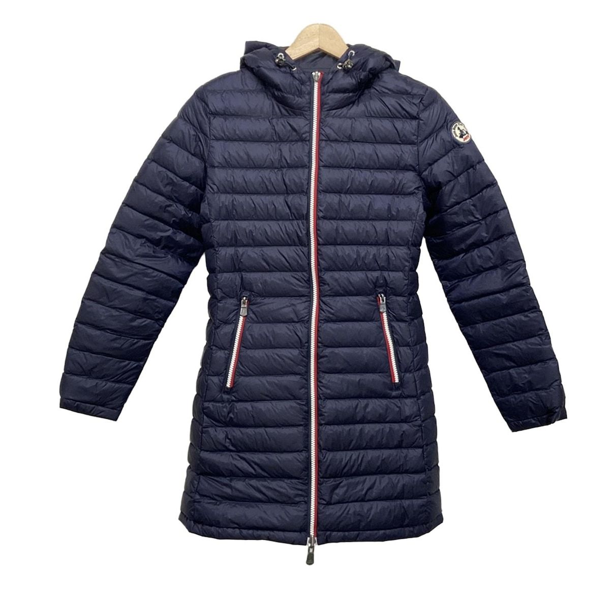 【美品】JOTT ジョット ノーカラーダウンジャケット 紺　ネイビー JOTT(ジョット) ダウンコート サイズXS レディース美品 - ダーク