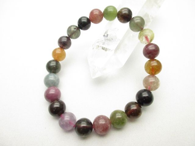 MIXトルマリン(電気石)ブレスレット】/内周size(約16cm)/玉size