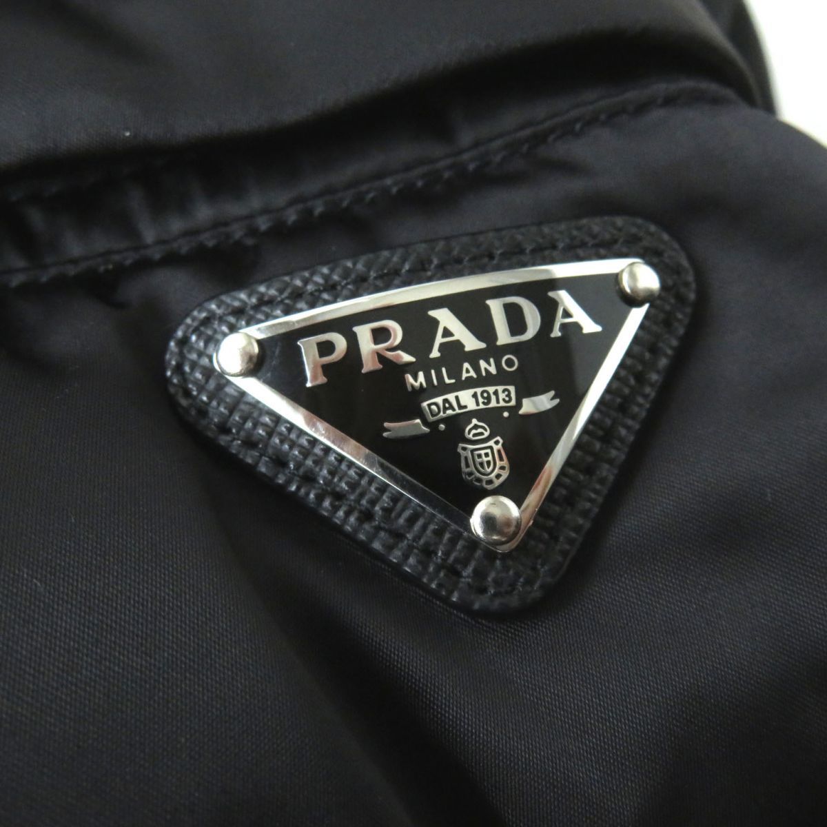 20AW☆極美品☆ PRADA シープスキンファー付 三角ロゴ ダウン
