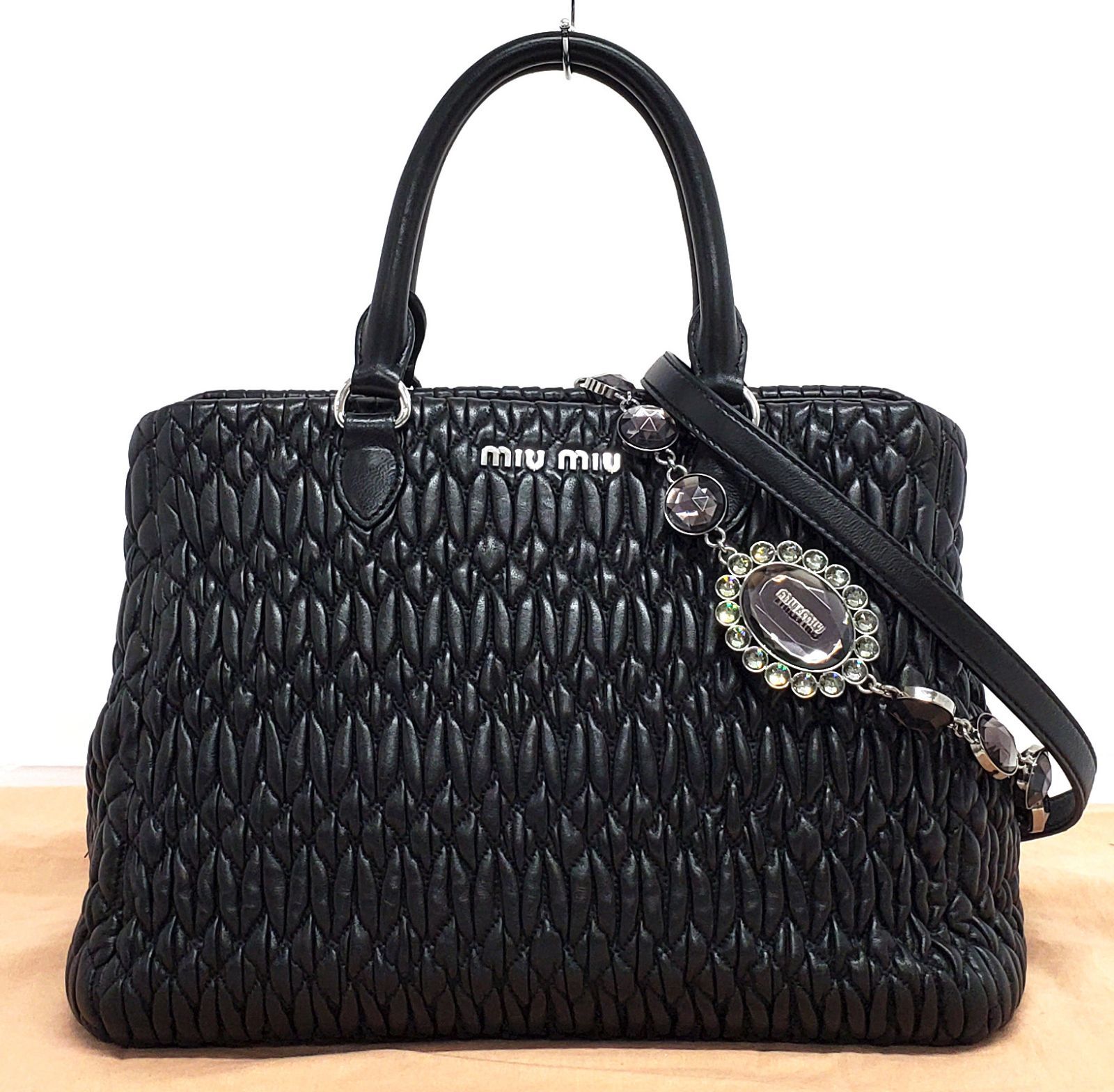 ミュウミュウ ハンドバッグ マテラッセ ナッパ クリスタル ラインストーン miu miu ミュウミュウ マテラッセ ナッパクリスタル miumiu ナッパ