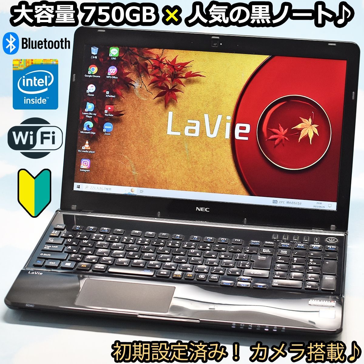 NEC Bluetooth、カメラ、マイク、WiFi搭載！ 大容量 750GB LaVie