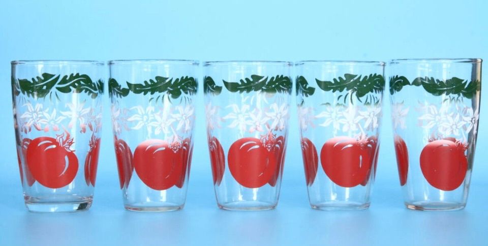 1950年代 ビンテージ ヘーゼルアトラス トマト柄ピッチャー グラスセット