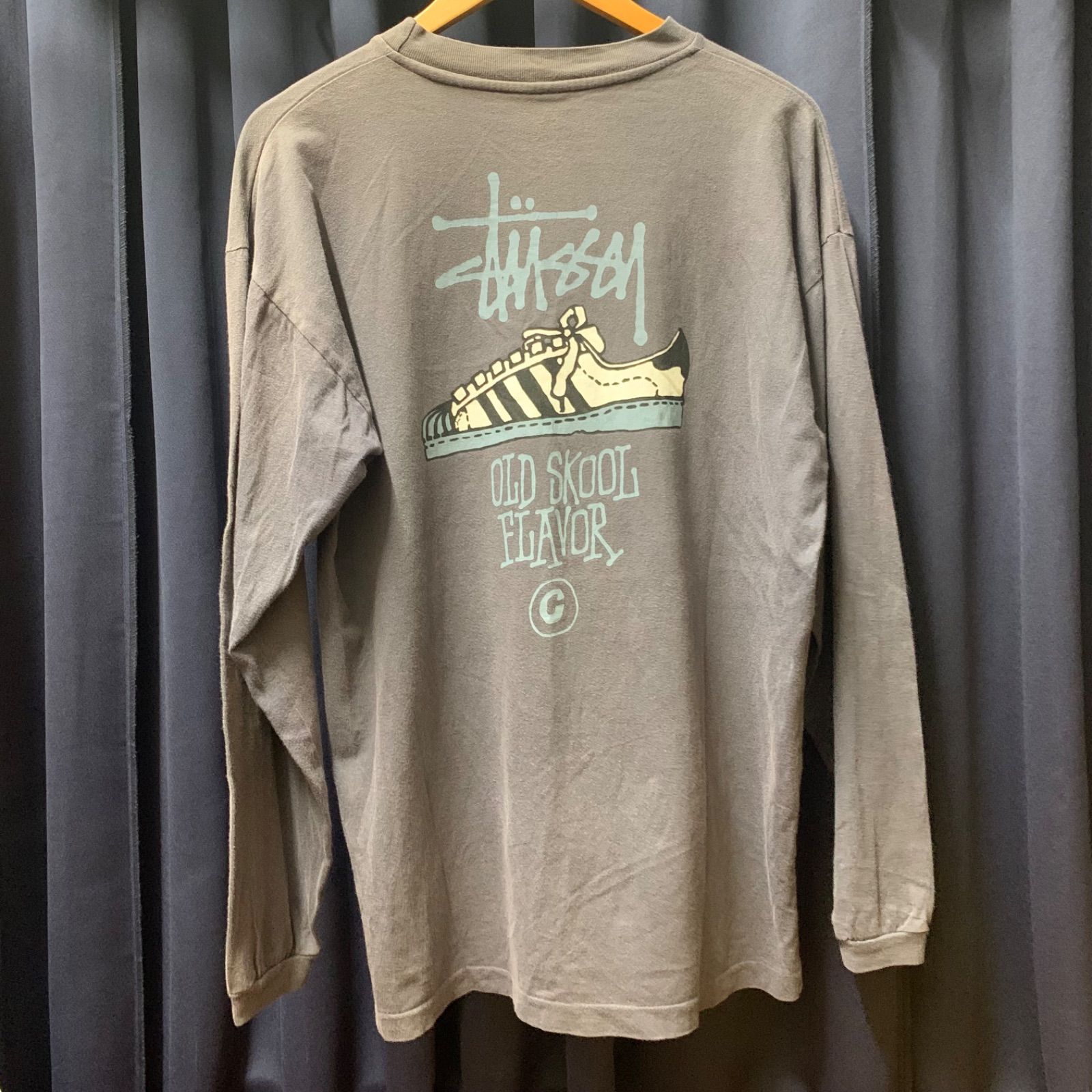 NO.71 OLD STUSSY 紺タグ OLD SKOOL FLAVOR ロンT S US企画 鬼フェード 