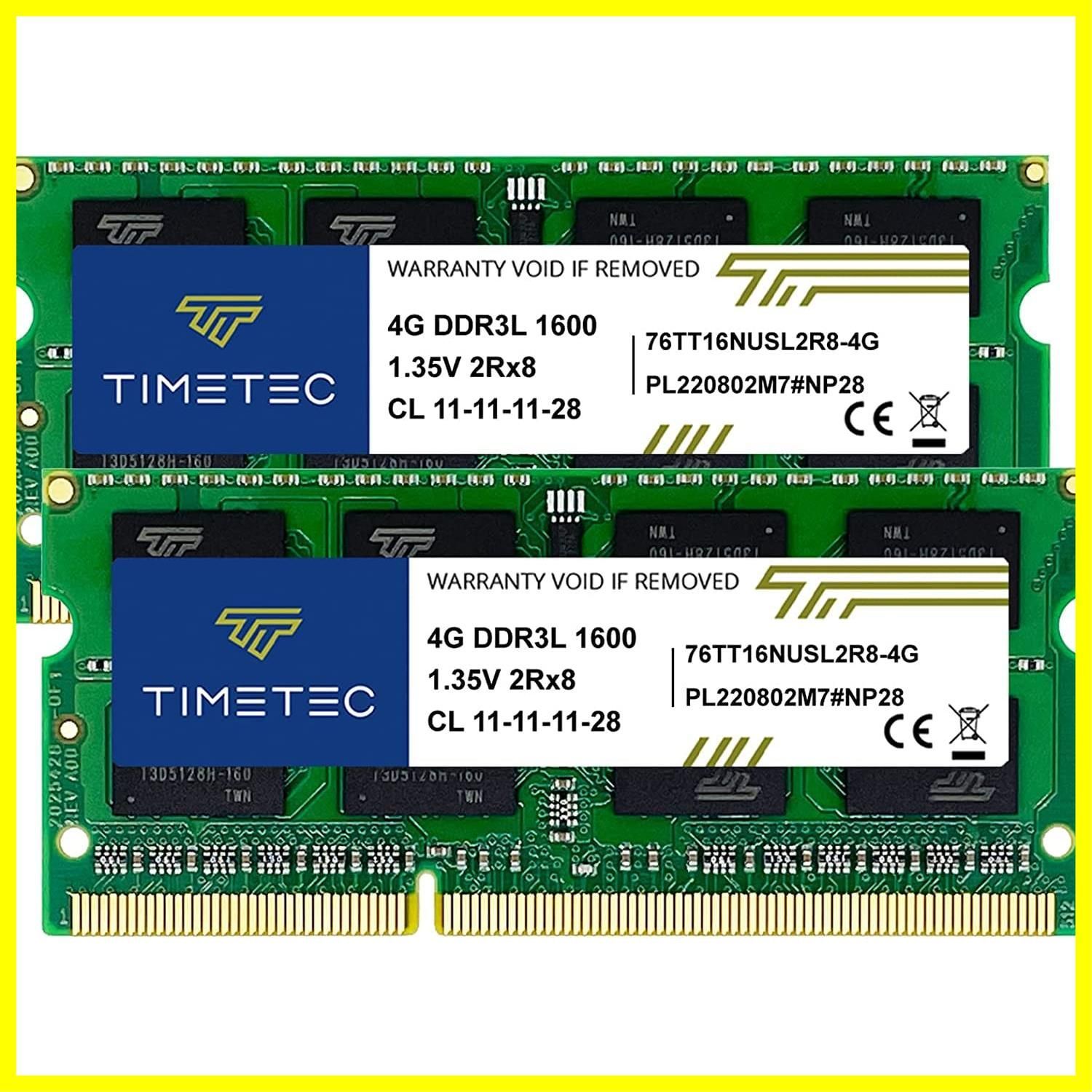 【在庫限定】Hynix IC ノートPC用メモリ DDR3L 1600Mhz タイムテック 4GB x 2枚 (8GB) Timetec PC3-12800/PC3L-12800 204 Pin 1.35V