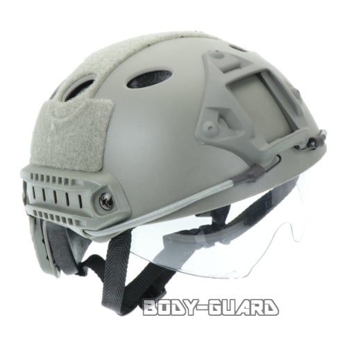 ファストヘルメット ゴーグル付き グレー