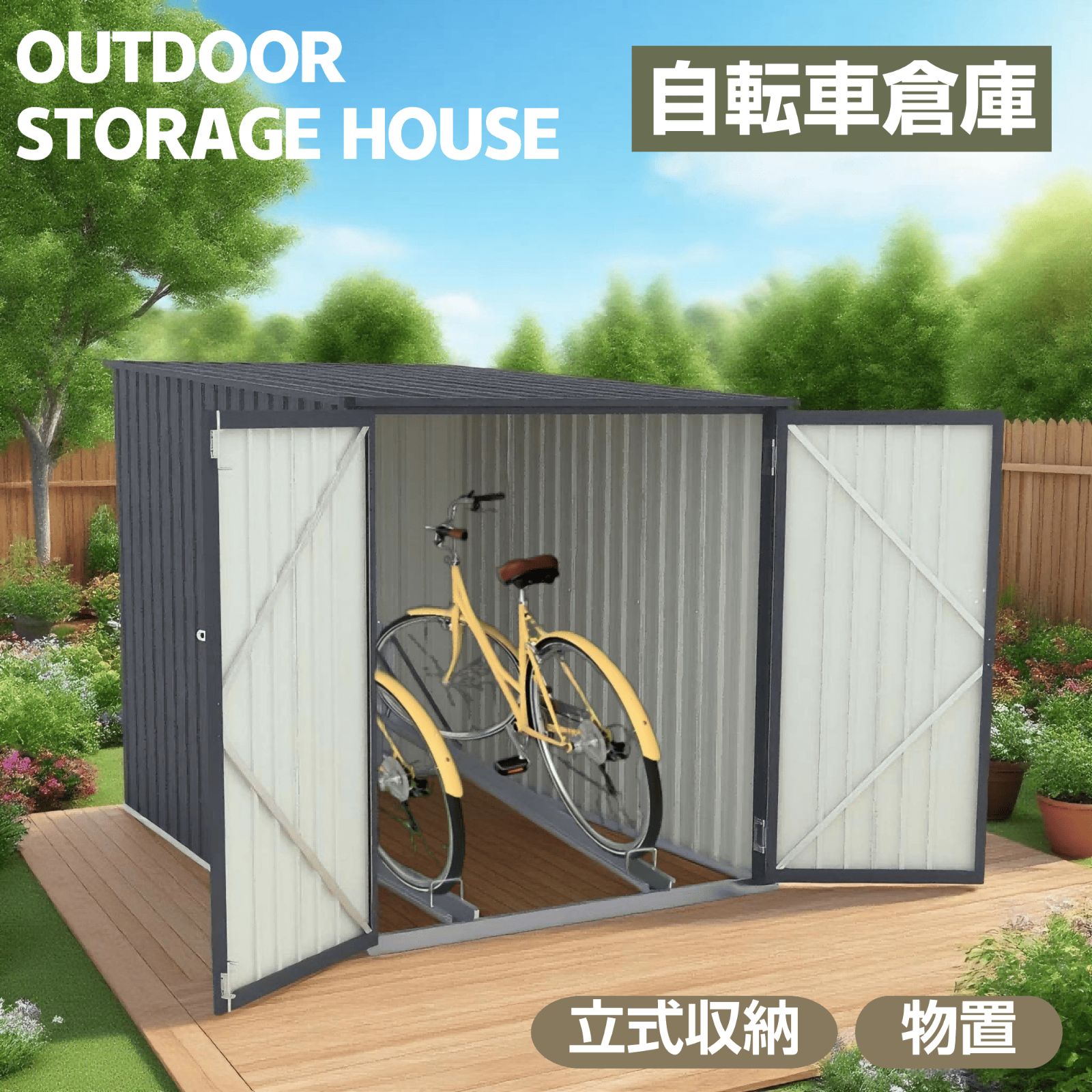 【格安】自転車小屋  【3台用】 サイクルハウス 3台用 自転車置き場 自転車ガレージ サイクルテント