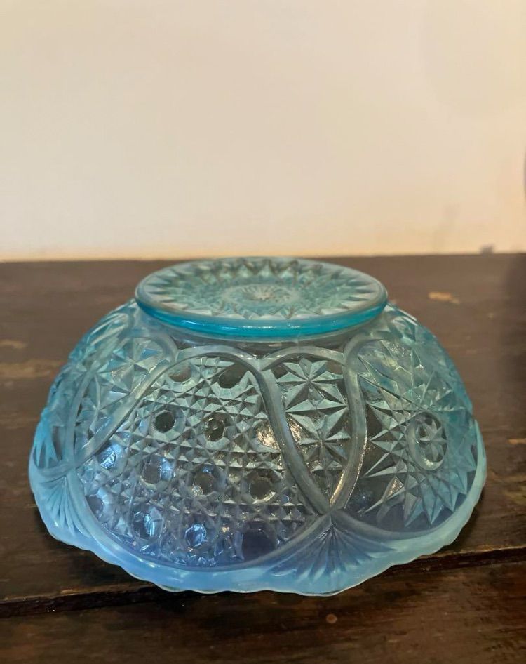 ボウル 皿 ガラス皿 ガラス 青 ブルー 大正〜昭和レトロ アンティーク