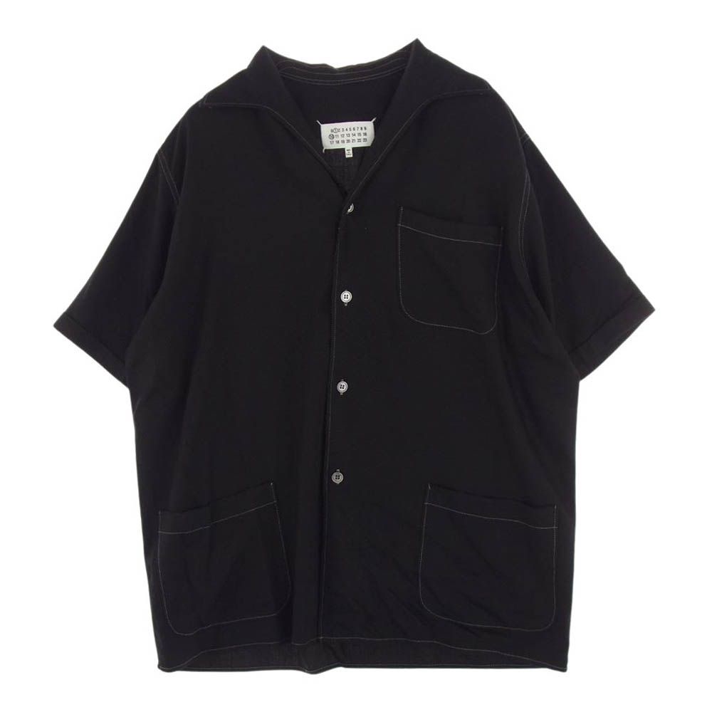 MAISON MARGIELA メゾンマルジェラ 半袖シャツ 23SS S50DR0003 SHORT-SLEEVED SHIRT レーヨンツイル 半袖シャツ ブラック系 50【中古】