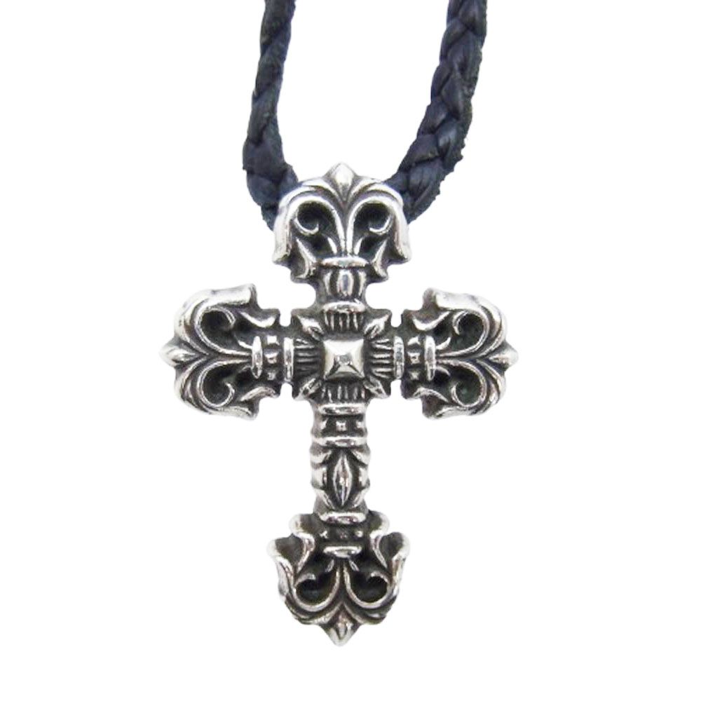 CHROME HEARTS クロムハーツ 原本無 FILIG CROSS-XSM LB フィリグリークロス XS レザーブレイド ネックレス