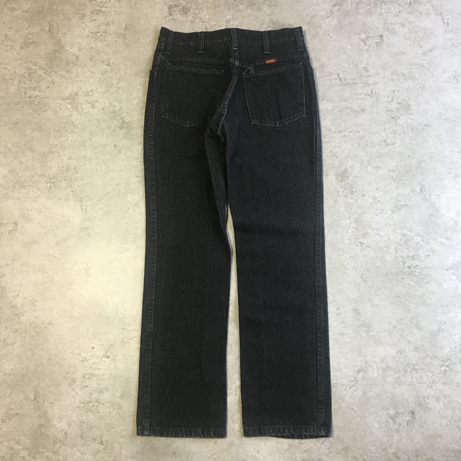 90's RUSTLER先染め black denim USA製古着 80年代 RUSTLER ラスラー テーパード 先染め ブラックデニム