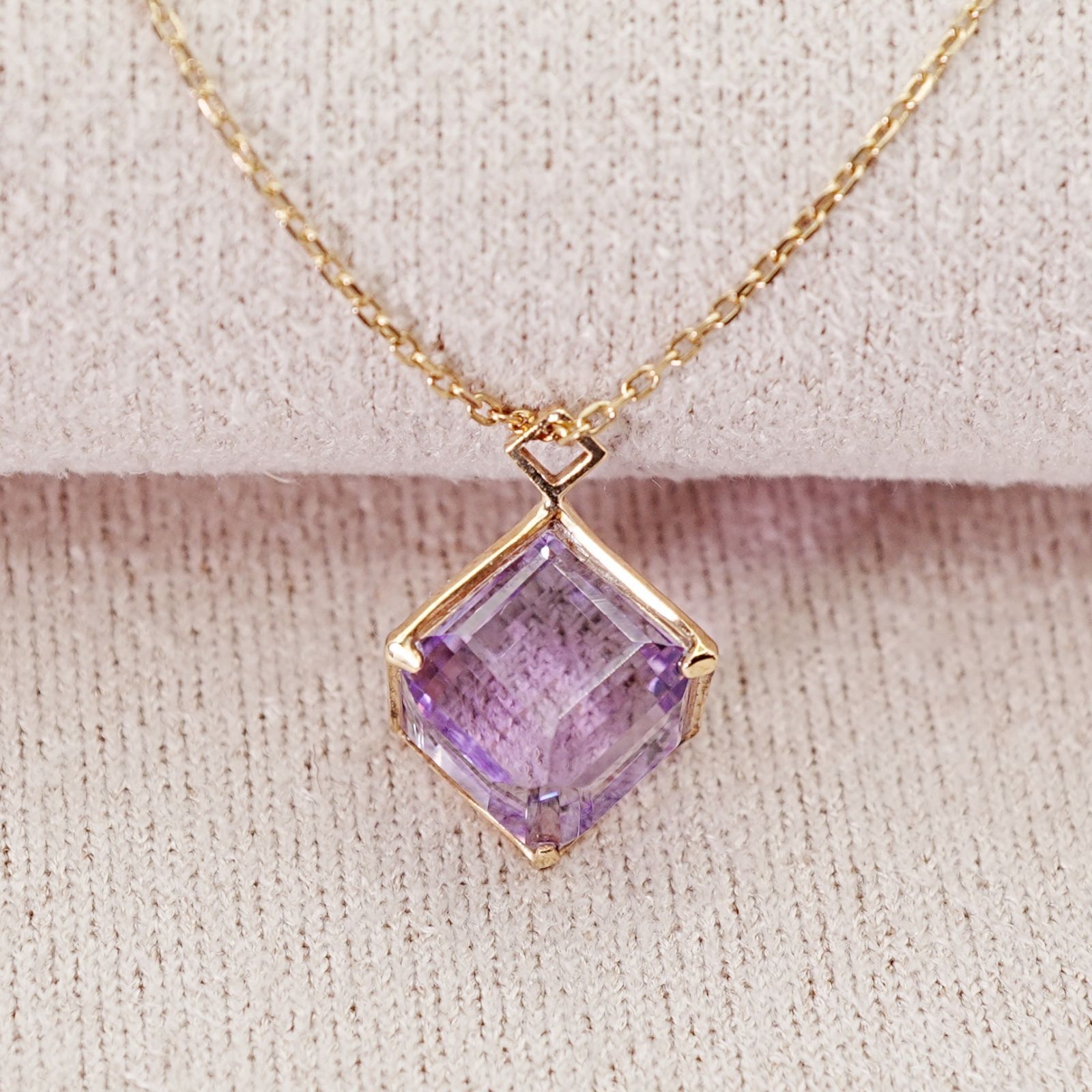 スタージュエリー アメジスト キューブ ネックレス K10/25-1143S