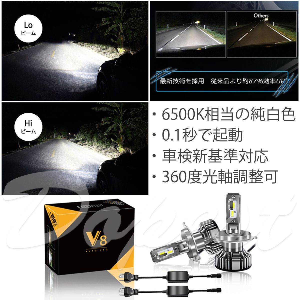 L375S 系 タント LEDヘッドライト H4 車検対応 H4 LED ヘッドライト バルブ 8000LM H4 LED バルブ 6500K LED バルブ H4 ヘッドライト ファンレス