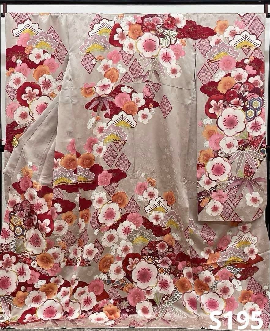 振袖 刺繍 金彩 紋意匠 梅 正絹 ガード加工済 トールサイズ ゆったりめ