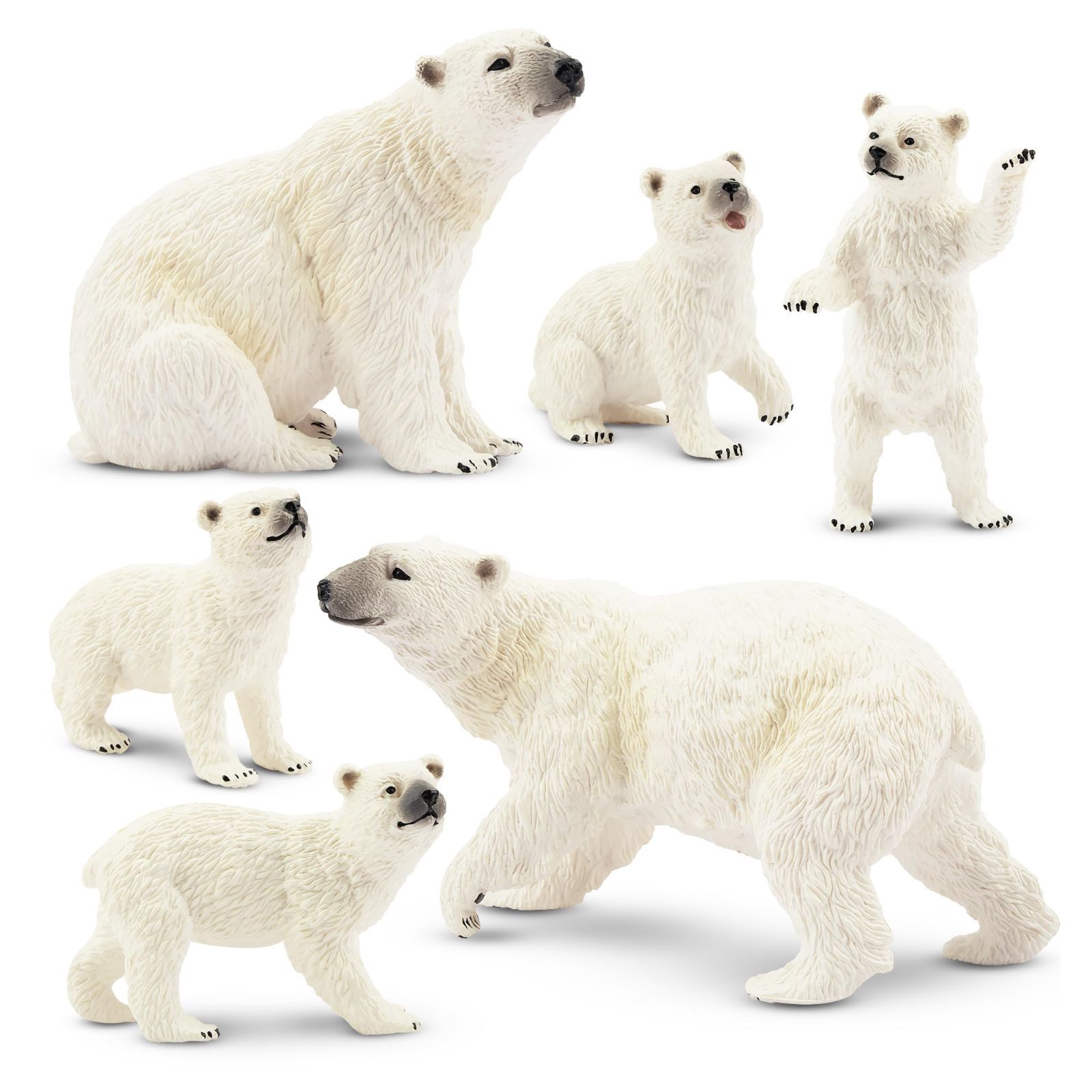 ホッキョクグマフィギュア TOYMANY 6PCS動物フィギュア シロクマフィギュアセット ホッキョクグマフィギュア 北極熊 親子 冬 リアルな動物模型 ミニモデル 人気動物 おもちゃ 玩具 誕生日プレ