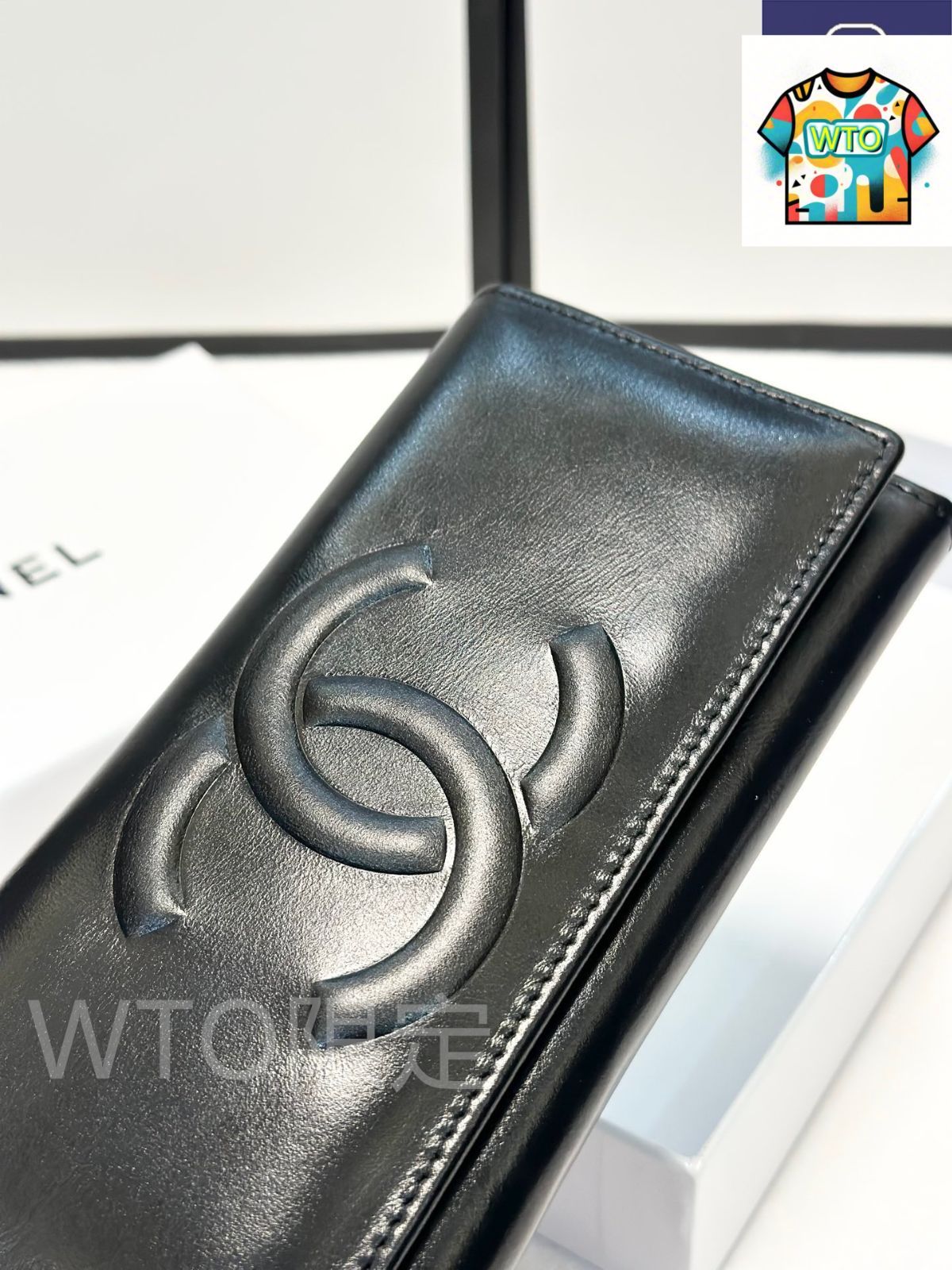 CHANEL ブラックレザー 二つ折り財布 美品CHANEL ブラック レザー 二つ折り財布 - メルカリ