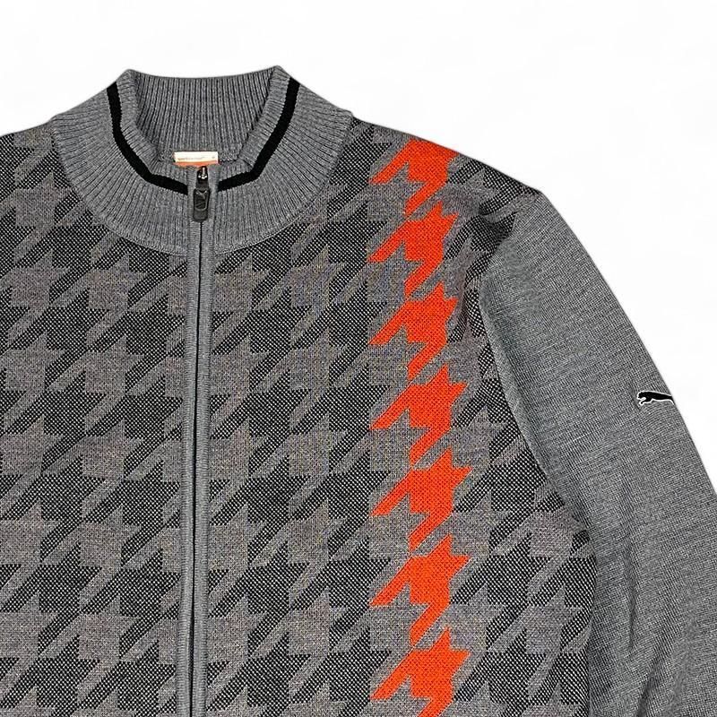 PUMA GOLF プーマ ゴルフ ニット ジャケット 千鳥 格子柄 O PUMA GOLF プーマ ゴルフ ニット ジャケット 千鳥 格子柄 O
