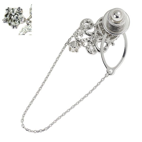ブローチ K18WG さくらカット ダイヤモンド ブローチ 0.187ct D0.58ct