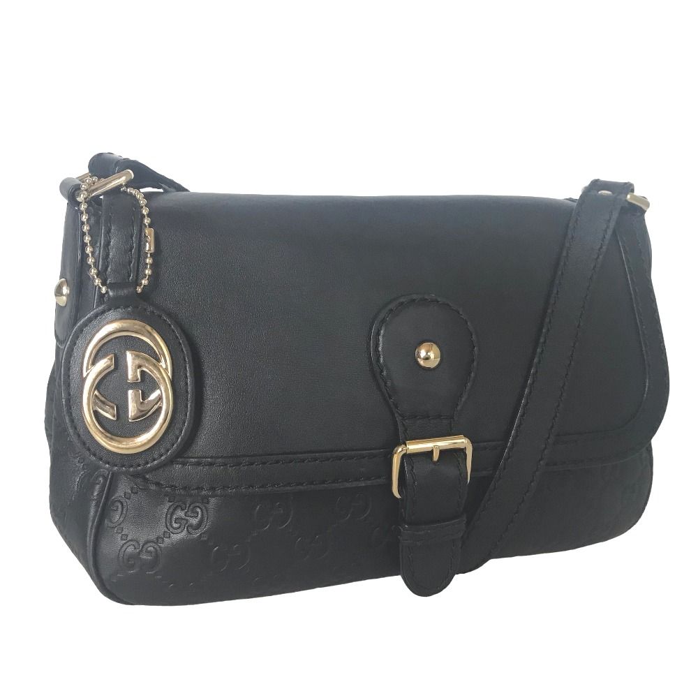 Gucci ブラック ショルダーバッグ GUCCI グッチ グッチシマ ショルダーバッグ GG柄 シグネチャー