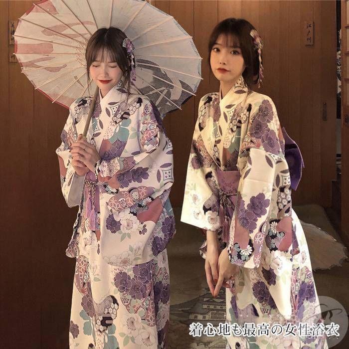 浴衣 レディース 花柄 和服 浴衣 女性用 コスチューム 浴衣 平織り きれいめ フリーサイズ 花火大会 夏祭り 旅館 浴衣セット ゆかた 大人用 あわせ お出かけ 七夕 yukata01