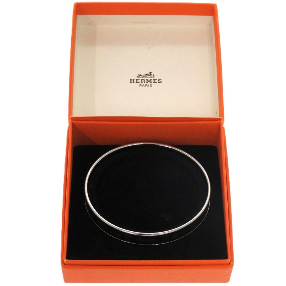HERMES　エルメス　エマイユバングル　シルバー×ブラック HERMES エルメス エマイユ バングル ブレスレット シルバー