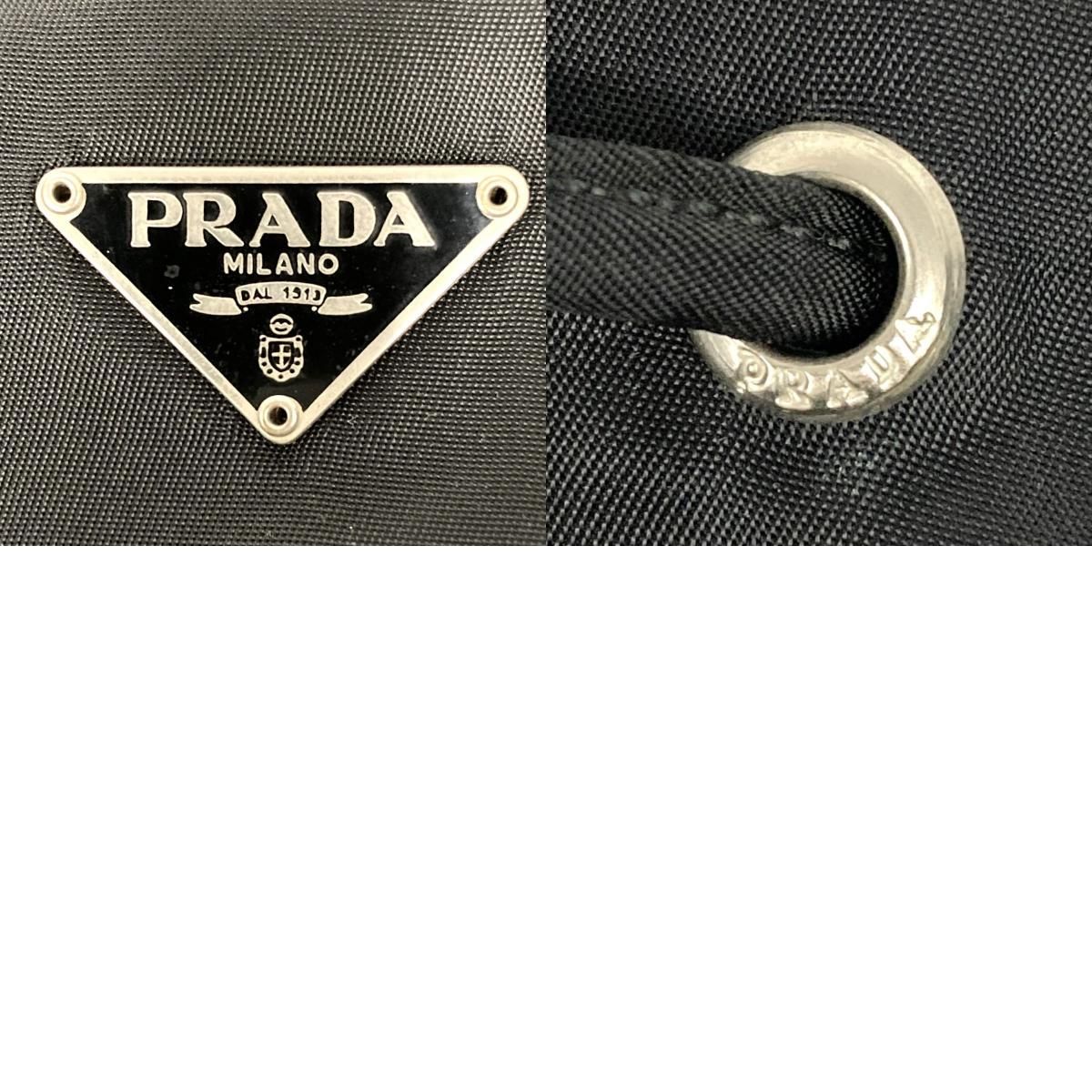 美品 PRADA プラダ ポーチ 巾着 小物入れ トライアングルロゴ ブラック