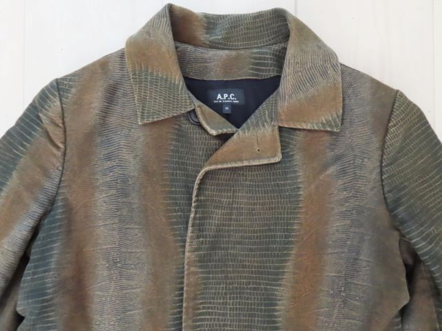 K11 A.P.C. アー・ペー・セー デザイン柄 ロングコート M カーキ系