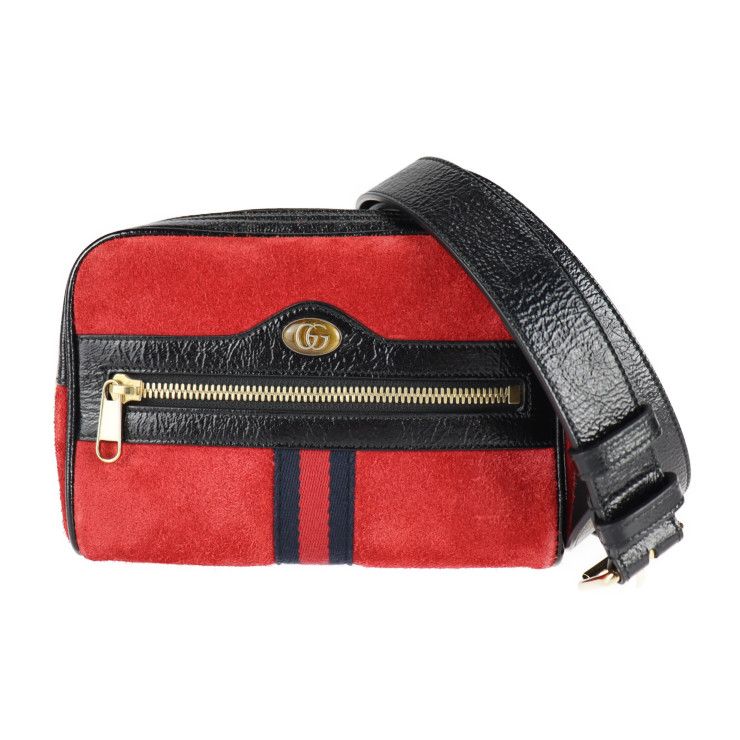 GUCCI グッチ ウエストバッグ 517076 スウェード レザー レッド