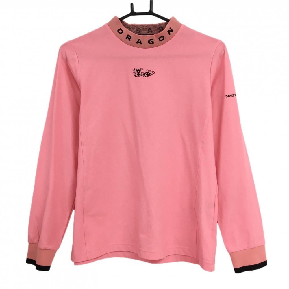 超 ダンスウィズドラゴン 長袖ハイネックシャツ ピンク×黒 レディース 3 L ゴルフウェア モデル Dance With Dragon