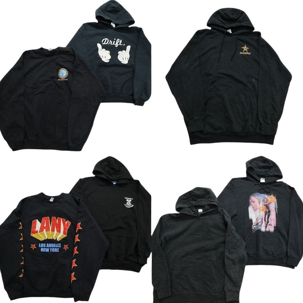 古着卸 まとめ売り 黒 スウェット 7枚セット (メンズ L /XL