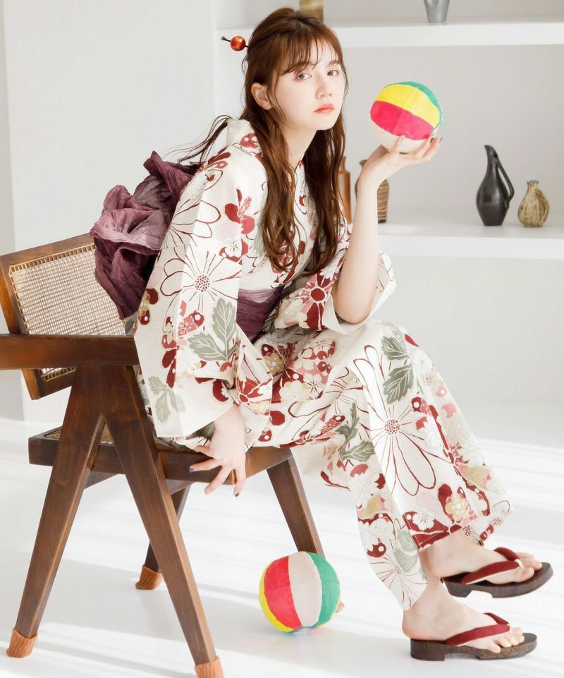 京緋色の古典菊】Dita ディータ 浴衣 5点セット レディース 2025