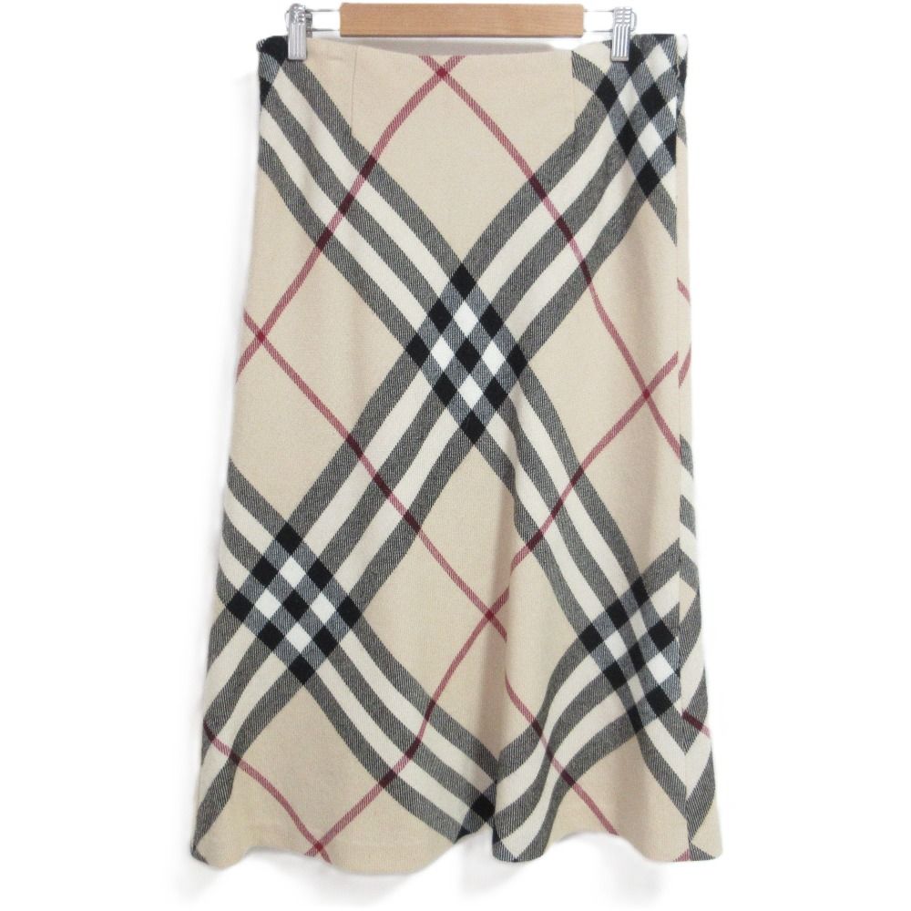 BURBERRY LONDON バーバリーロンドン ノバチェック ウール ロングフ スカート 大きいサイズ 46 ベージュ レディース 古着
