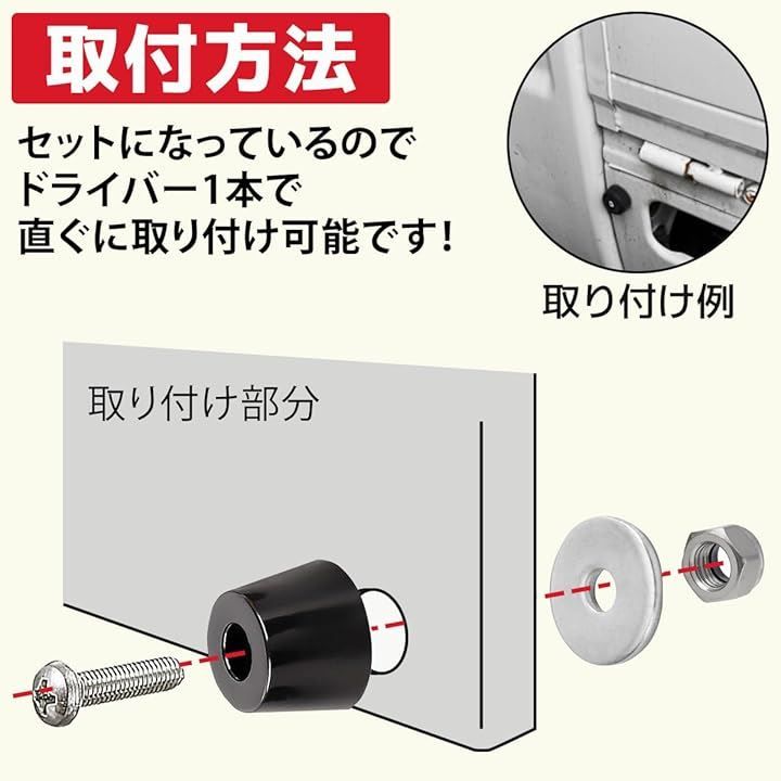 FJmark 軽トラ あおりゴム アオリゴム 戸当たりゴム ガード 4個入り 大型 中型 ダンプ ボルト ワッシャー ナット セット( ホワイト)